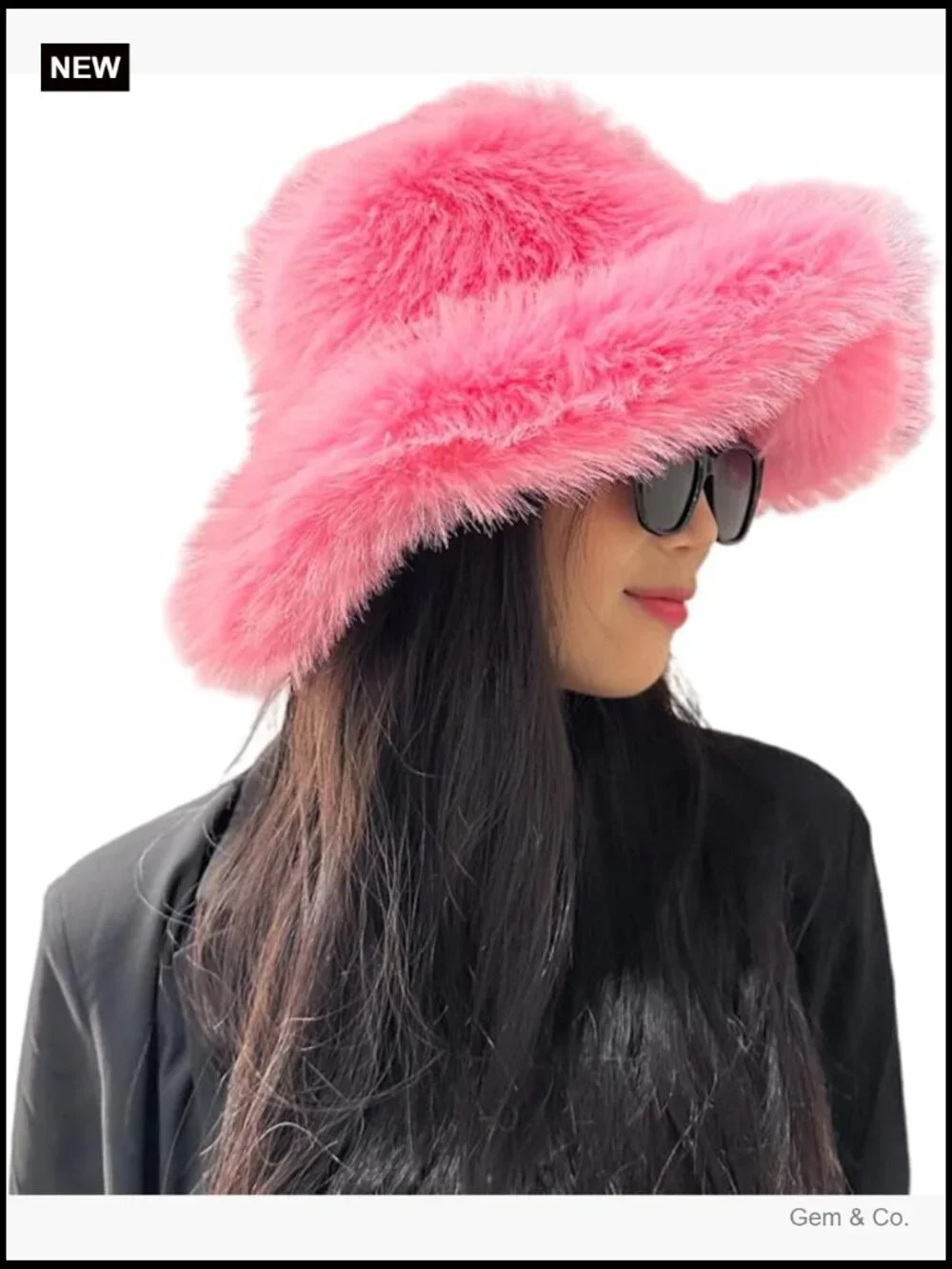 Faux Fur Bucket Hat, Fluffy Wide Brim Winter Hat, Fashion Furry Fisherman Cap